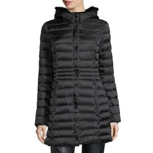 Shelli Segal Laundry Puffer Coat, Faux Fur BLACK